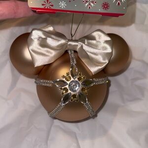 Disney Gold Mickey Mouse Ornament with Bow
